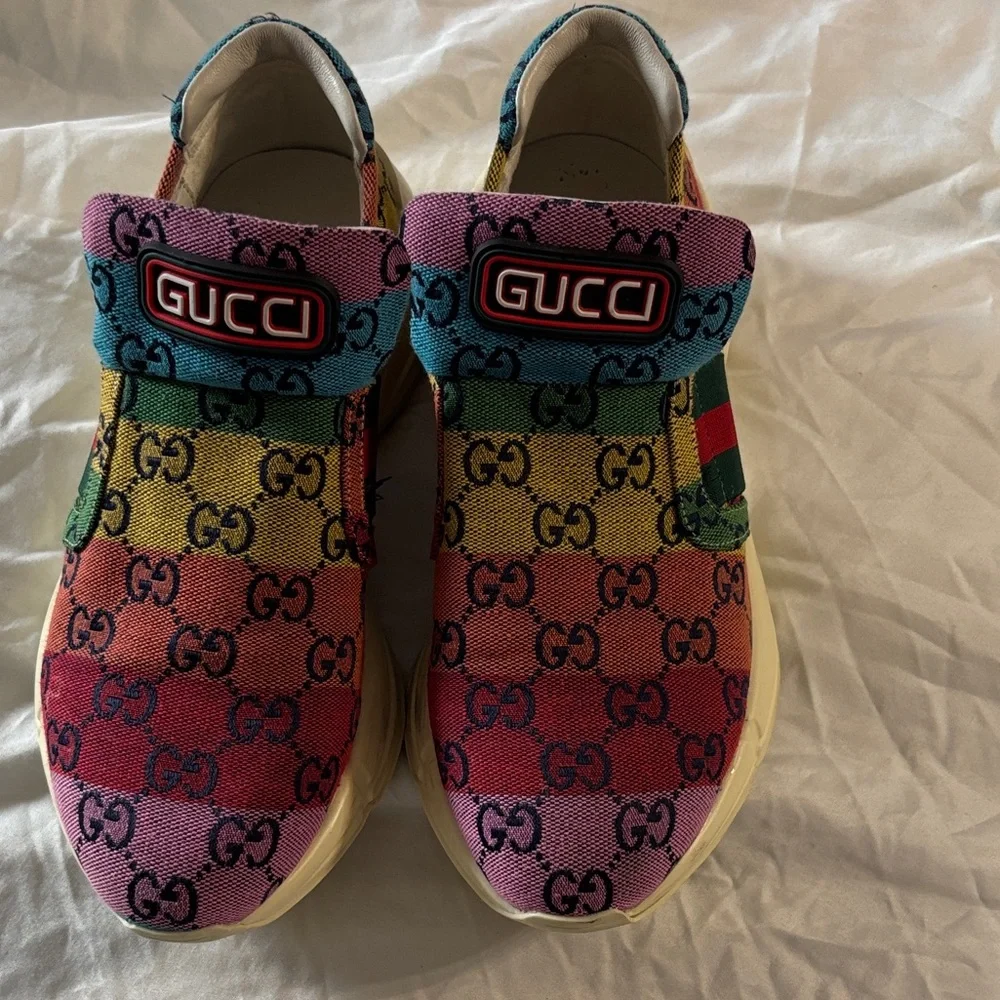Gucci Rython GG Multi-Color Platform Sneakers Size 8 - Picture 5 of 13